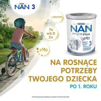 Nestle Nan Optipro Plus 3 HMO, produkt na bazie mleka dla małych dzieci, 800 g