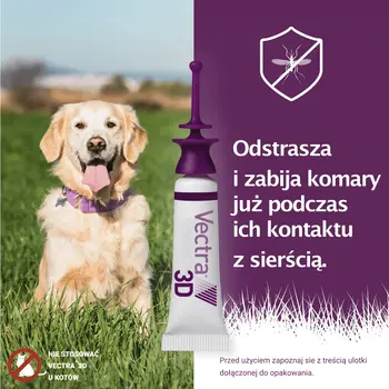 Vectra 3D Roztwór dla psów 4–10 kg, ochrona przed pasożytami, pipety, 3 szt.