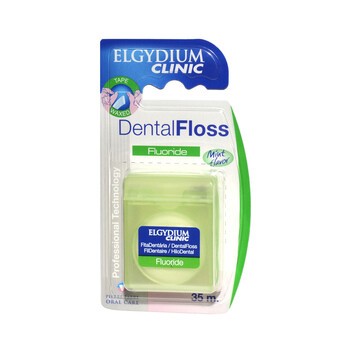 Elgydium Dental Floss Fluoride, nić dentystyczna z fluorem, miętowa, 35 m