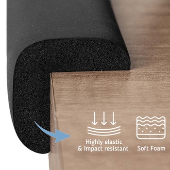 Sipo, piankowe zabezpieczenia narożników mebli, kolor czarny, 4 szt.
