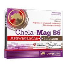 Olimp Chela-Mag B6 Ashwagandha + żeń-szeń, kapsułki, 30 szt.