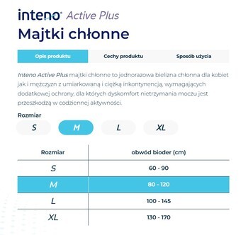 Inteno Active Plus, majtki chłonne, rozmiar M, 10 szt.