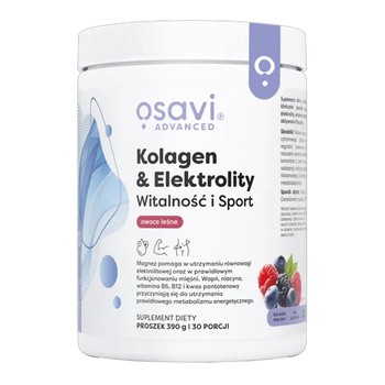 Osavi Kolagen & Elektrolity Witalność i Sport, proszek, smak owoce leśne, 390 g