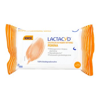 Lactacyd Femina, chusteczki do higieny intymnej, 15 szt.
