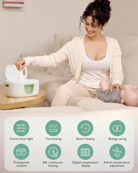 Подогреватель влажных салфеток Momcozy Large Capacity, 4 уровня температуры, с ночником — фото 3