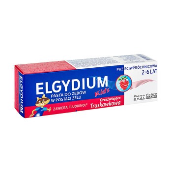 Elgydium Kids, przeciwpróchnicza pasta-żel do zębów, truskawka, 2-6 lat, 50 ml