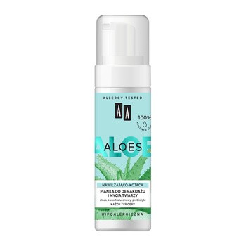AA Aloes, 100% Aloe Vera Extract, pianka do demakijażu i mycia twarzy nawilżająco-kojąca,150 ml