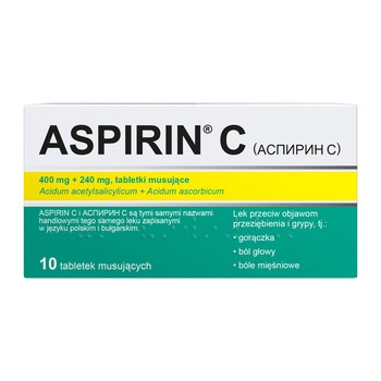 Aspirin C, 400 mg + 240 mg, tabletki musujące, 10 szt.  (import równoległy, InPharm)