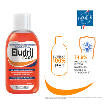 Zestaw Elgydium Whitening, pasta do zębów, wybielająca, 75 ml + Eludril Care, płyn do codziennej higieny jamy ustnej, 500 ml