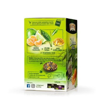 Big-Active, Zielona herbata w torebkach z limonką i mandarynką, 30 g (1,5 g x 20 szt.)