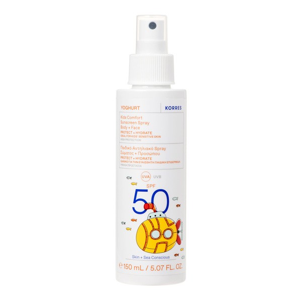 Korres Korres Yoghurt Kids, Emulsion schützend für den Körper und Gesicht SPF 50, spray, 150 ml — Inhaltsstoffe und Bewertung
