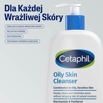 Cetaphil Oily Skin Cleanser, łagodny żel oczyszczający do twarzy, 236 ml
