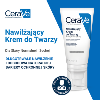 Zestaw CeraVe, oczyszczający żel do mycia z ceramidami dla skóry normalnej i tłustej, 473 ml + nawilżający krem do twarzy z ceramidami, 52 ml