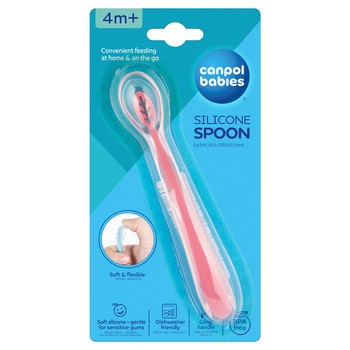 Canpol Babies, łyżeczka silikonowa, różowa, 4 m+, 1 szt.