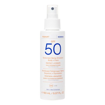 Korres Yoghurt, emulsja ochronna do twarzy i ciała SPF 50, spray, 150 ml