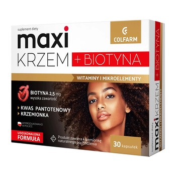 Maxi Krzem + Biotyna, kapsułki twarde, 30 szt.