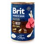 Brit Premium by Nature, pełnoporcjowa karma mokra dla psów dorosłych w puszce, wołowina z flakami, 400 g