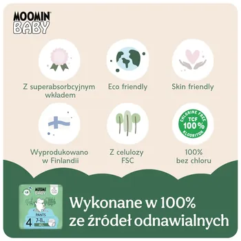 Muumi Baby Pants, pieluchomajtki, 4 (7-11 kg), 40 szt.