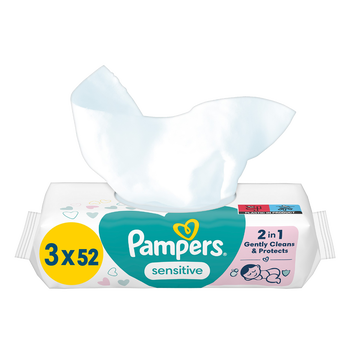 Pampers Sensitive, chusteczki nawilżane dla niemowląt, 3 x 52 szt.