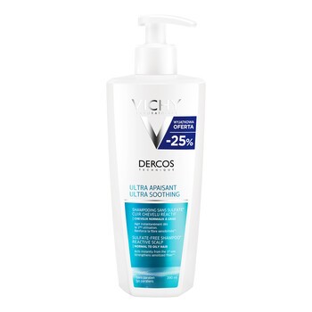 Vichy Dercos Sensitive, szampon ultrakojący do reaktywnej skóry głowy, skóra tłusta, 390 ml, -25%
