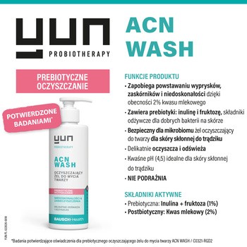 Yun ACN Wash, prebiotyczny żel oczyszczający do mycia twarzy, 150 ml