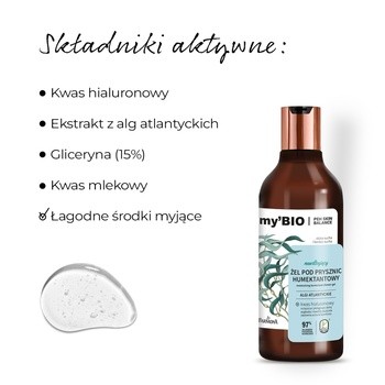 my'BIO, nawilżający żel pod prysznic, humektantowy, 500 ml