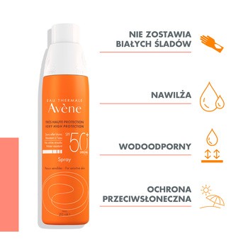 Avene Eau Thermale, bardzo wysoka ochrona przeciwsłoneczna SPF 50+, spray, 200 ml