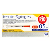 PiC Insulin Syringes, strzykawki insulinowe, jednorazowe, 0,5 ml 29G x 12 mm, 100 szt. https://azcdn.doz.pl/image/d/product/32a82e44-scale-180x180.png