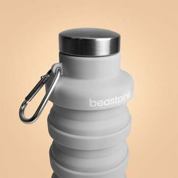 GymBeam BeastPink, składana butelka na wodę 500 ml, szara, 1 szt.