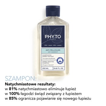 Zestaw Phyto Scalp Solution, Polleine, wzmacniający koncentrat przywracający równowagę skóry głowy, 30 ml + Anti-Pellicules, szampon przeciwłupieżowy, 250 ml