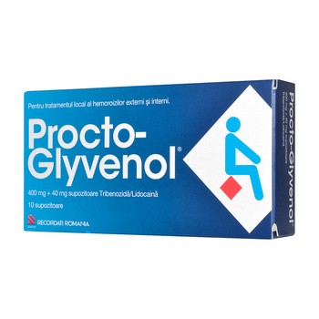 Procto-Glyvenol, czopki doodbytnicze, 10 szt. (import równoległy, Delfarma)