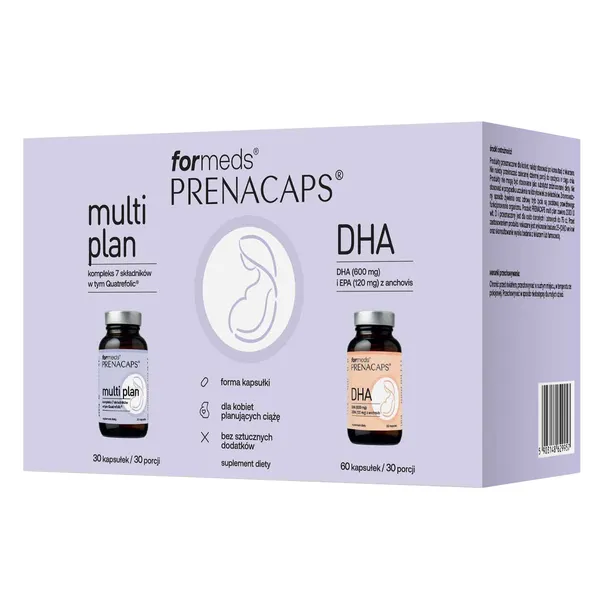 Витамины для планирования беременности ForMeds Prenacaps Multiplan + DHA, набор, 30 и 60 капсул