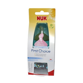 Nuk First Choice, butelka plastikowa ze smoczkiem lateksowym, szerokootworowa, 150 ml