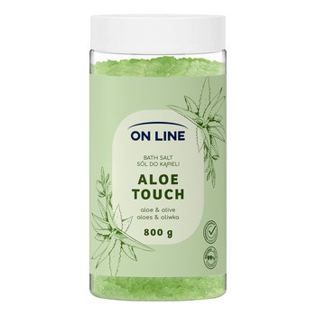 On Line Aloe Touch, sól do kąpieli z aloesem i oliwą z oliwek, 800 g