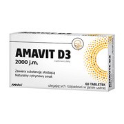 Amavit D3 2000 j.m., tabletki ulegające rozpadowi w jamie ustnej, 60 szt.        