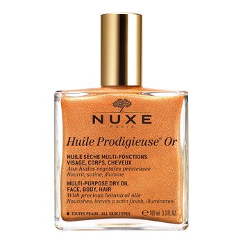 Nuxe Huile Prodigieuse OR, suchy olejek ze złotymi drobinkami do twarzy, ciała i włosów, 100 ml