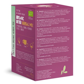 Diet-food, Bio Detox Herbal Tea, herbata ziołowa z trawą cytrynową, 20 x 1,5 g