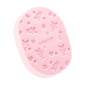 BabyOno, gąbka kąpielowa dla dzieci i niemowląt, różowa, 1 szt.