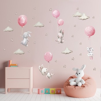 Sipo, Naklejki na ścianę dla dzieci, Różowe balony, 1 szt.