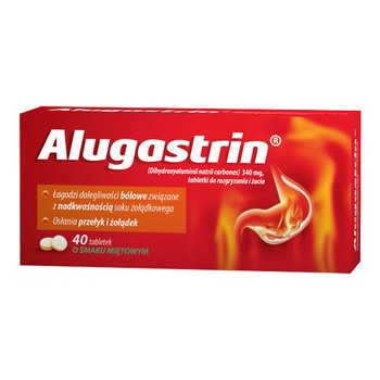 Alugastrin, 340 mg, tabletki do rozgryzania i żucia, 40 szt.