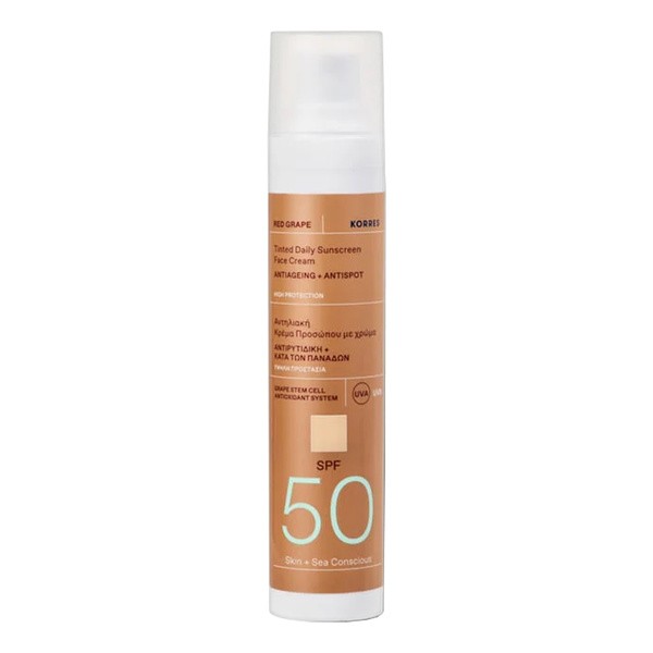 Korres Korres Red Grape, koloryzujący krem ochronny do twarzy SPF 50, 50 ml — Składniki i ocena