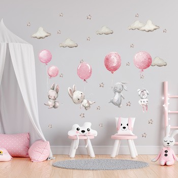 Sipo, Naklejki na ścianę dla dzieci, Różowe balony, 1 szt.