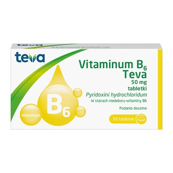 Vitaminum B6, 50 mg, tabletki, 50 szt.