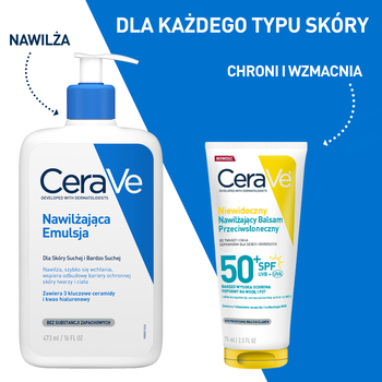 CeraVe, niewidoczny, nawilżający balsam przeciwsłoneczny SPF50+, 75 ml