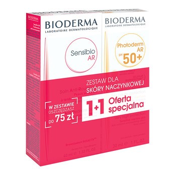 Zestaw Promocyjny Bioderma Photoderm AR, krem tonujacy, SPF 50+, 30 ml + Sensibio AR, krem, 40 ml