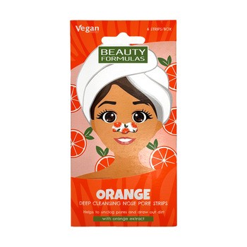Beauty Formulas, głęboko oczyszczające paski na nos, pomarańcza, 6 szt.