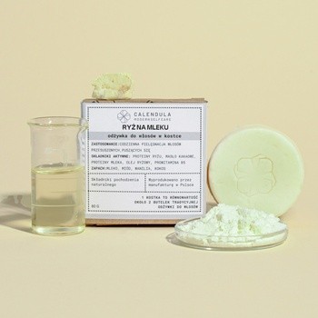 Calendula Modern Self Care, odżywka do włosów w kostce, Ryż na mleku, 80 g