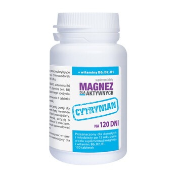 Magnez dla Aktywnych Cytrynian, tabletki, 120 szt.