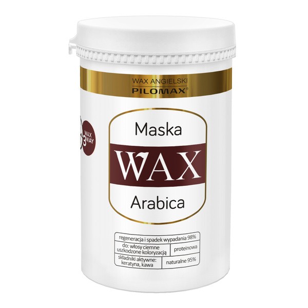 WAX Ang PILOMAX WAX Arabica, Laboratorium Pilomax, maska do włosów farbowanych ciemnych, wygładzająca i nawilżająca, 480 ml — Składniki i ocena