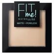 Maybelline Fit Me Matte + Poreless, puder matujący do twarzy w kompakcie, 105 Natural Ivory, 9 g